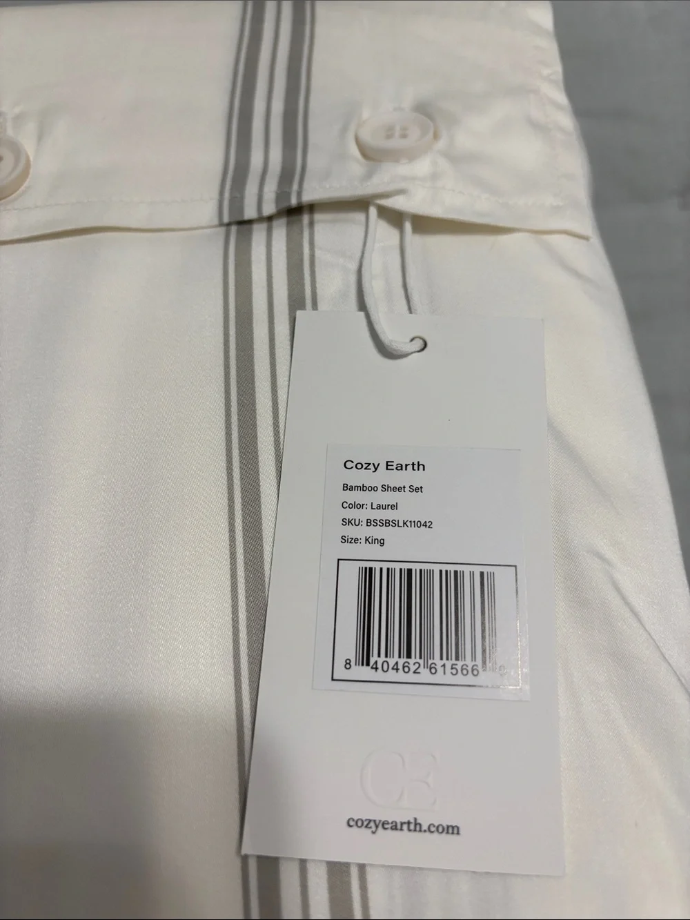 NWT Cozy Earth King Sheet Set Limited Edition Laurel Stripe Bamboo Cooling
